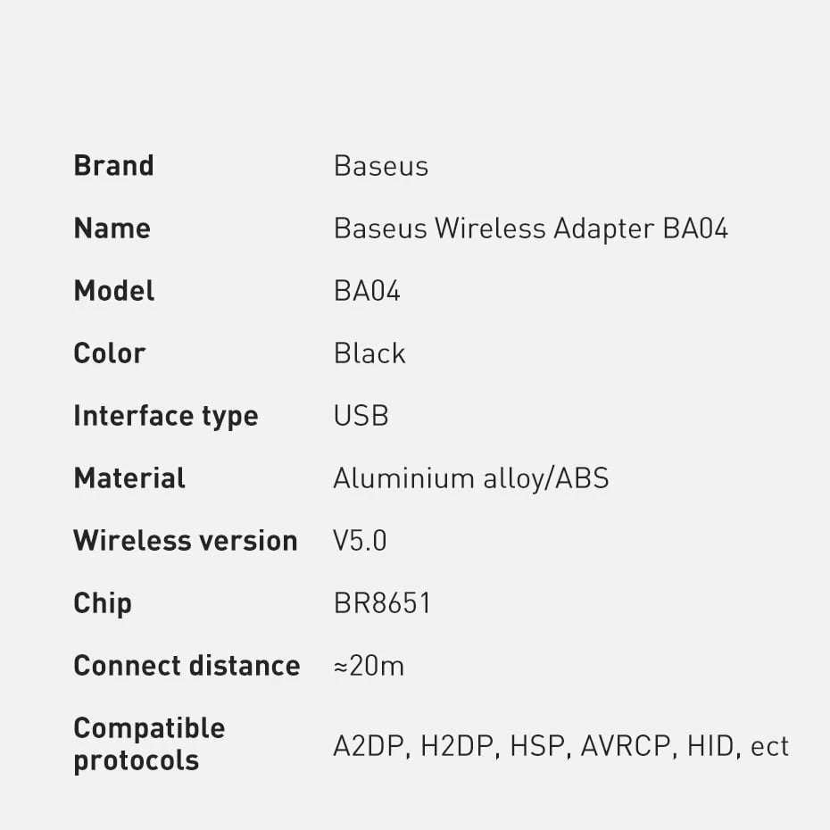 Adapter Bluetooth Baseus BA04, USB, Bluetooth 5.0, i zi Adapter Bluetooth Baseus BA04, USB, Bluetooth 5.0, i zi