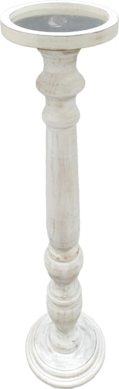 Mbajtëse qirinjsh SIKINOS, MDF, ngjyrë e bardhë e larë, 20x20x82 cm