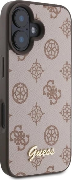Mbështjellës Guess Peony Script MagSafe për iPhone 16, Kafe