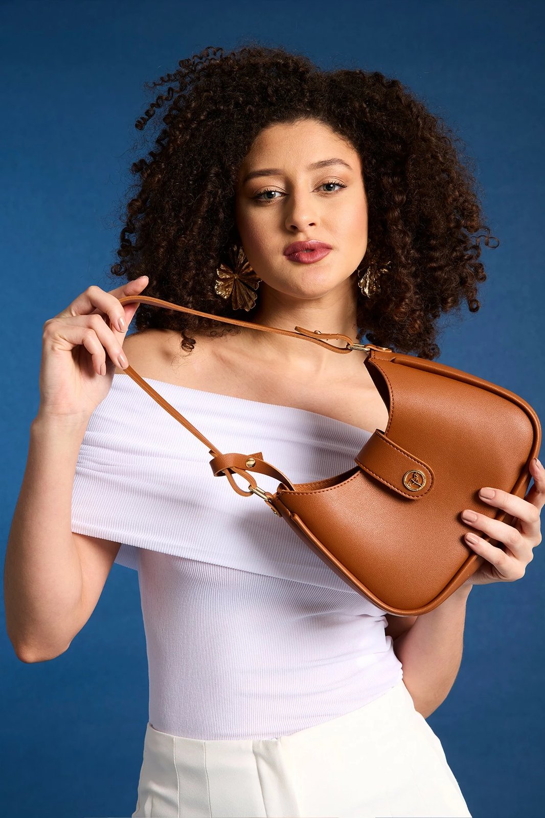 Çantë krahu Zoozie Bags, Larissa, ngjyrë kafe e hapur