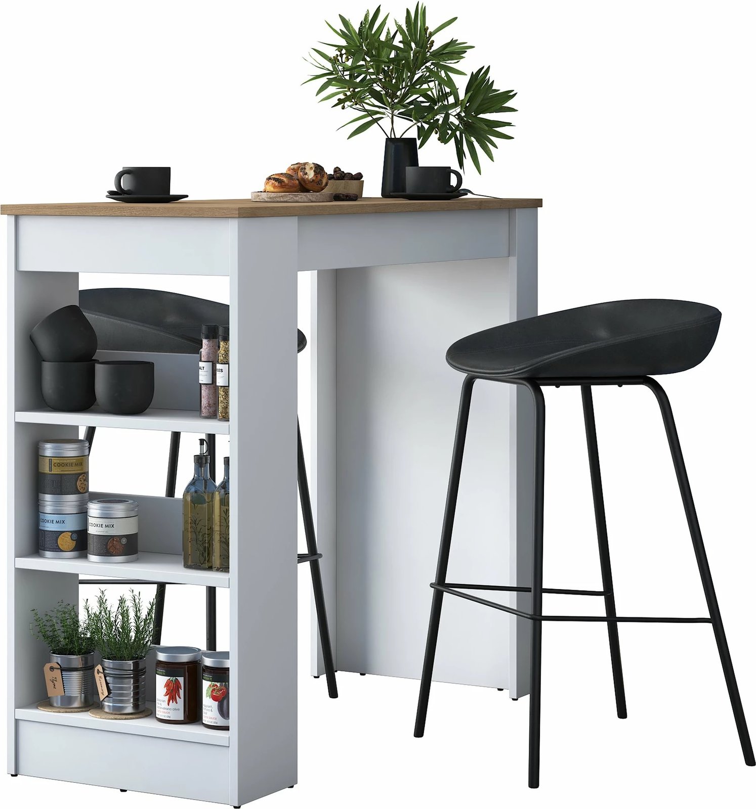 Tavolinë kuzhine skandinave, ngjyrë arre dhe e bardhë, JA103 - 2345