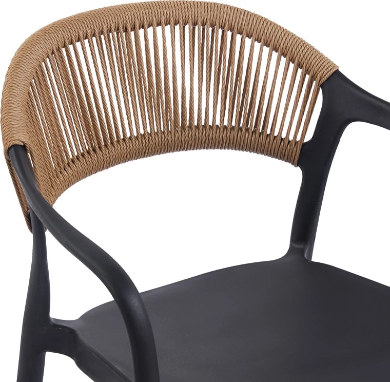 Karrige me krahë Ankara, ngjyrë e zezë dhe natyrale, 54x55.5x77cm