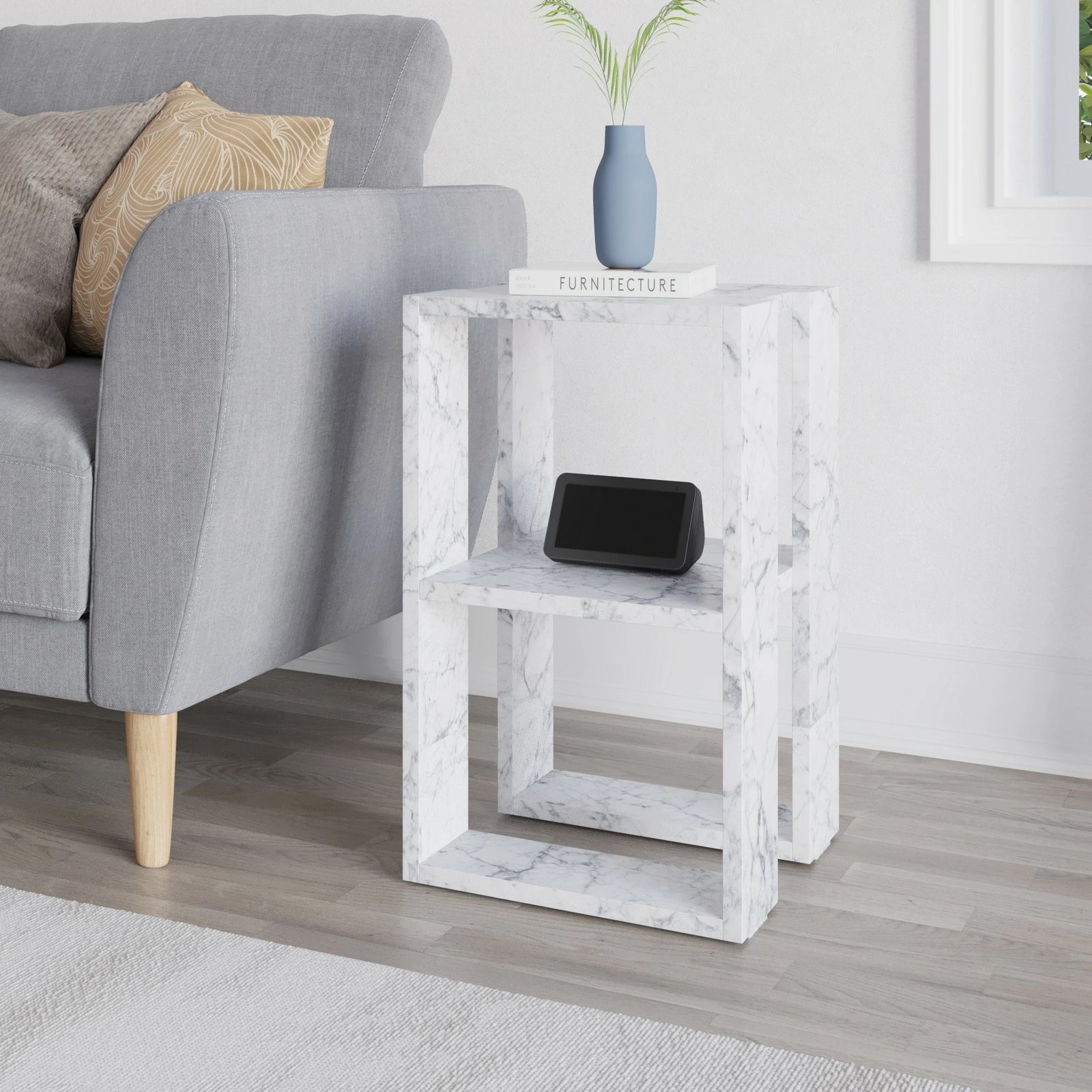 Komodinë natës Carrara Marble, Skye Decor, 2 nivele