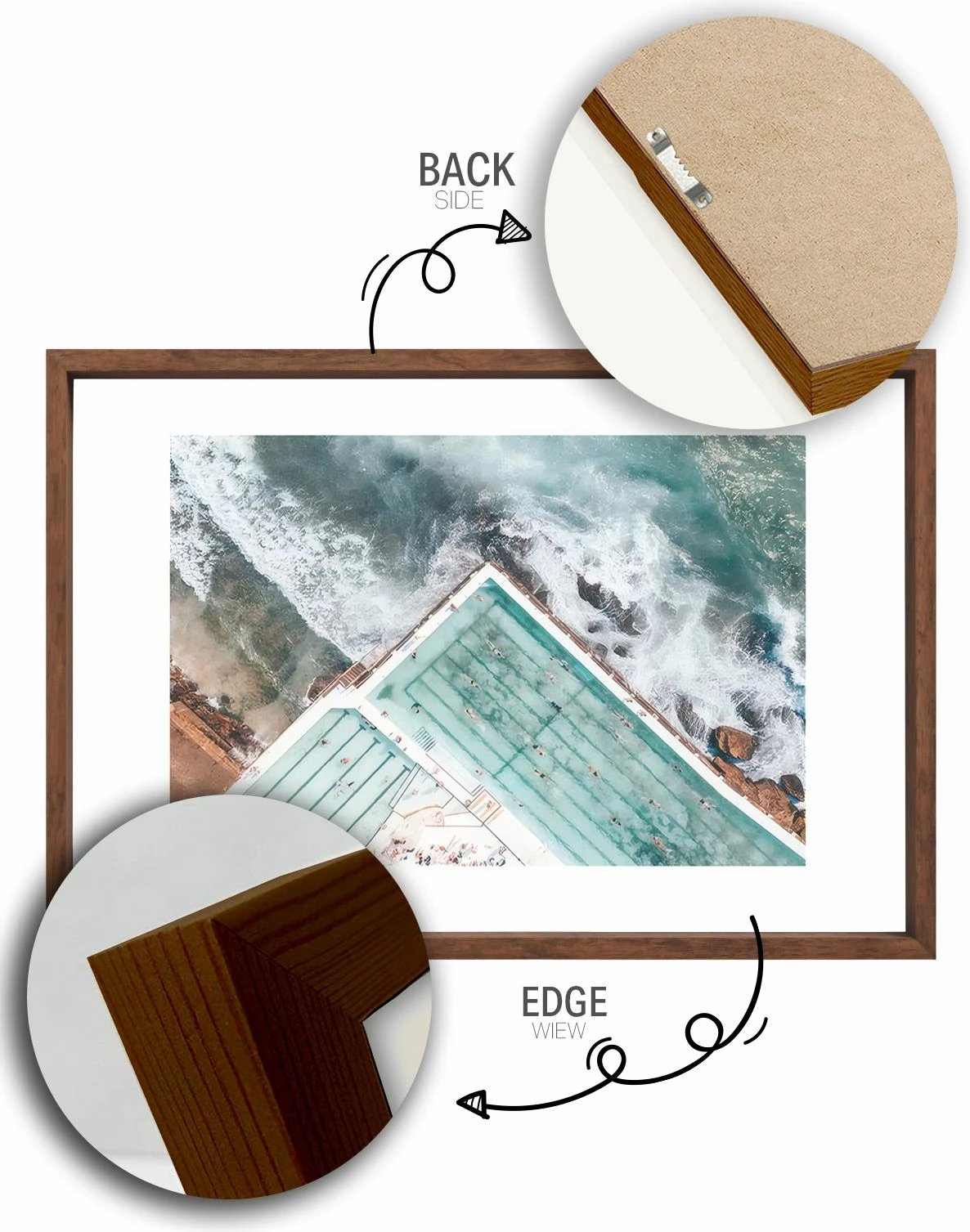 Pikturë dekorative me kornizë, shumëngjyrëshe, Wallity, Lmnmdlkahve46, 33x48cm