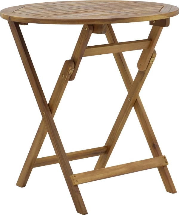 Tavolinë me karrige Recofly-Carpuva set prej 3 copash, palosëse, dru akacie natyrale D70x74cm