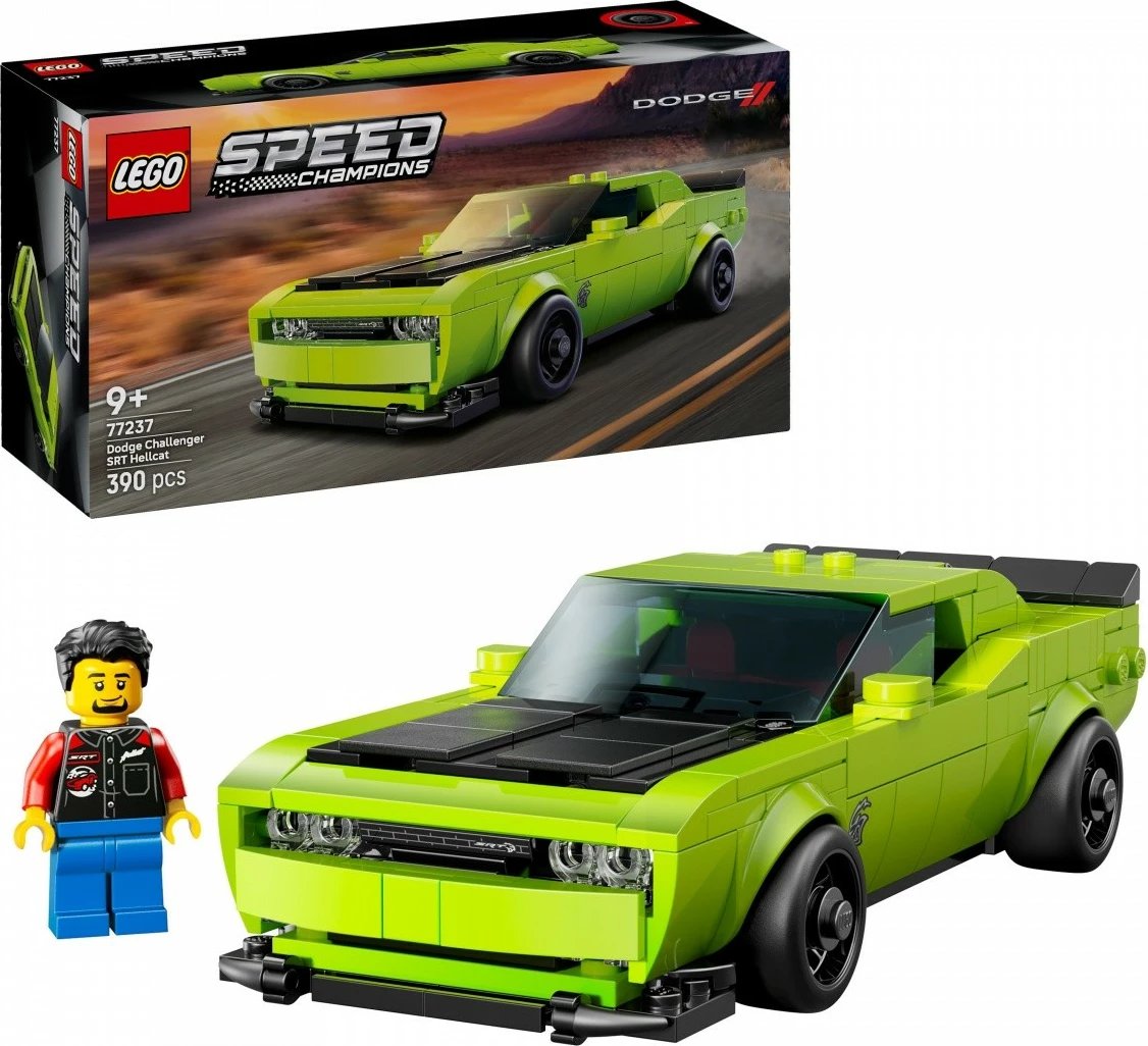 Set ndërtimi LEGO Speed Champions Dodge Challenger SRT Hellcat 77237, 390 pjesë, e gjelbër