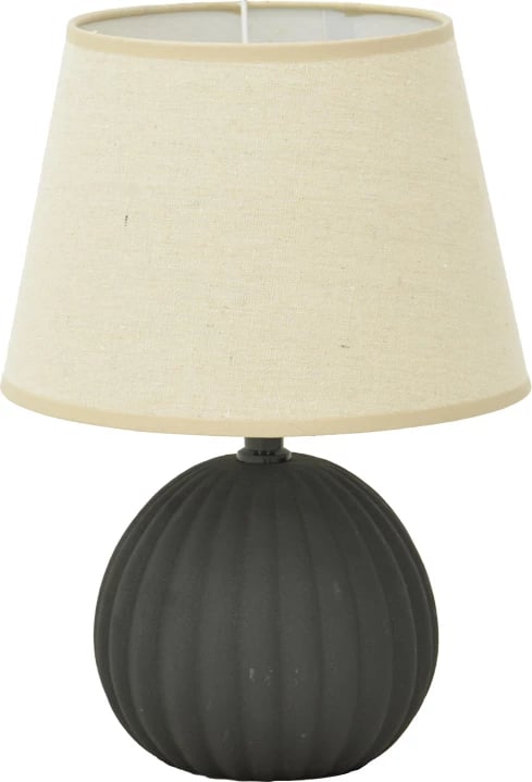 Llambë tavoline Melanie, qeramike e zezë, abazhur bezhë, D22x30cm