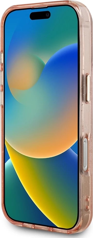 Mbështjellës Guess IML Metal Glitter 4G Circle Triangle MagSafe për iPhone 16 Pro Max, Rozë