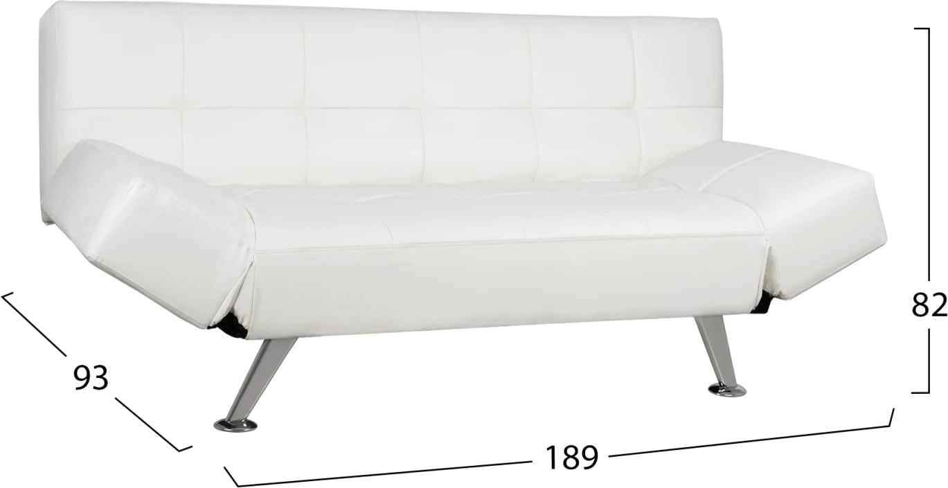 Divan/Shtrat FH3001.01 Thom me krahë të palosshëm, PU i bardhë, 189x93x82 cm