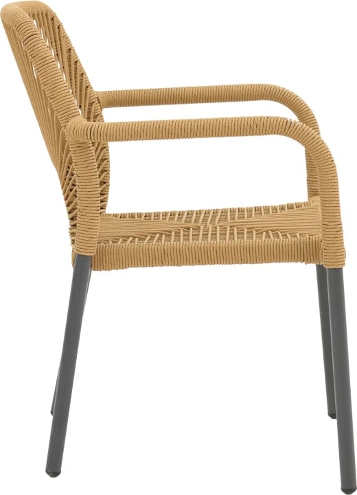 Karrige alumini me krahë Norture, e grumbullueshme, kornizë antracit-ratan natyral, 57x63x82cm