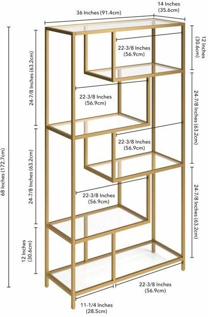 Raft librash dekorativ, ngjyrë ari, xham transparent, Skye Decor, By-30