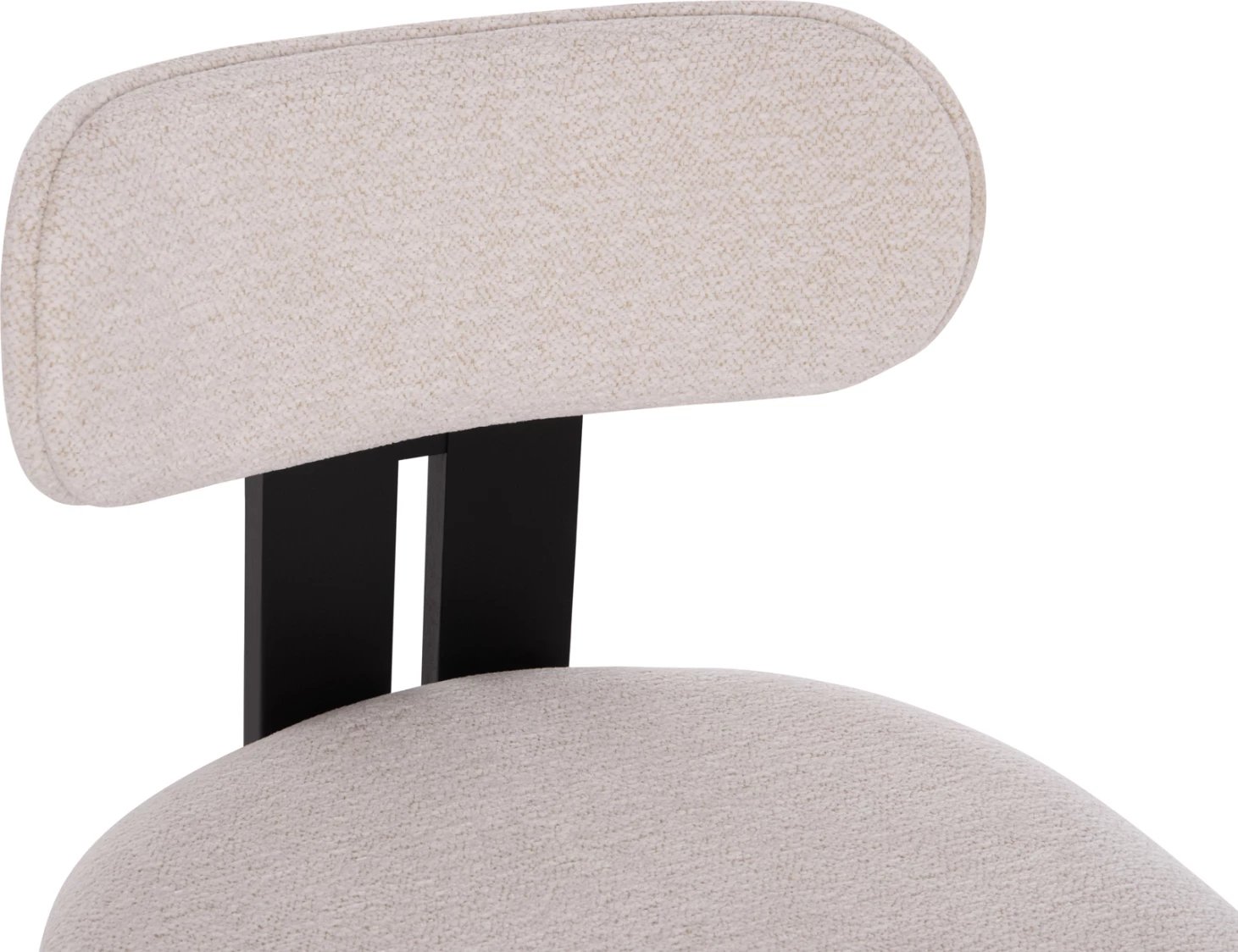 Karrige ngrënieje KARVO, stof ngjyrë krem e bardhë, dru i zi, 57x50x78.5cm, set prej 2 copë