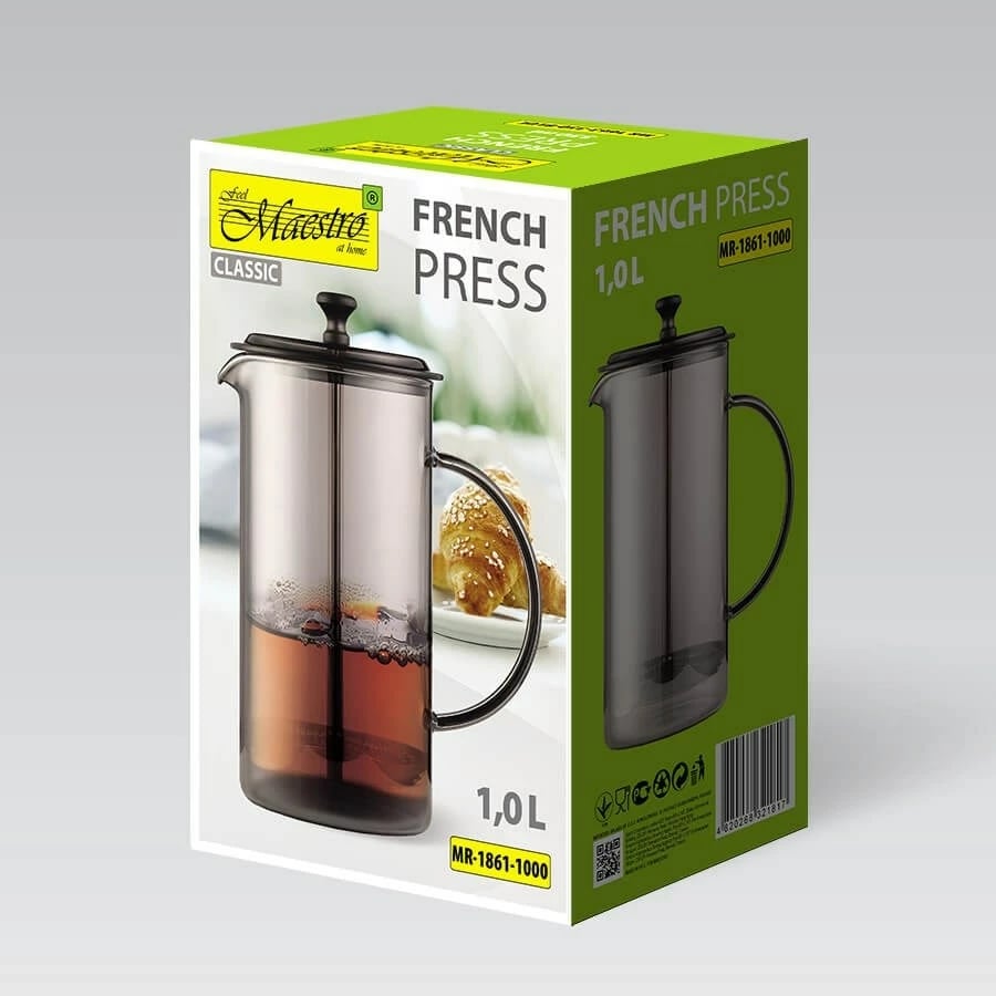 French Press Maestro MR-1861-1000, 1L, E zezë