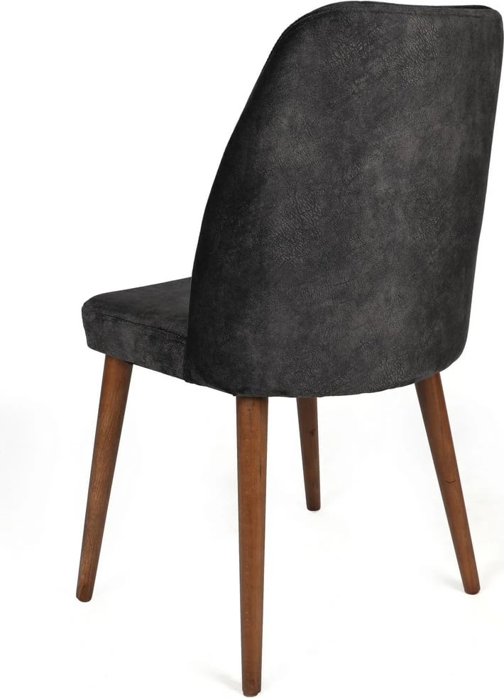 Set karrigash (4 copë), Skye Decor, Alfa-467 V4, kadife antracit, këmbë dru arrë