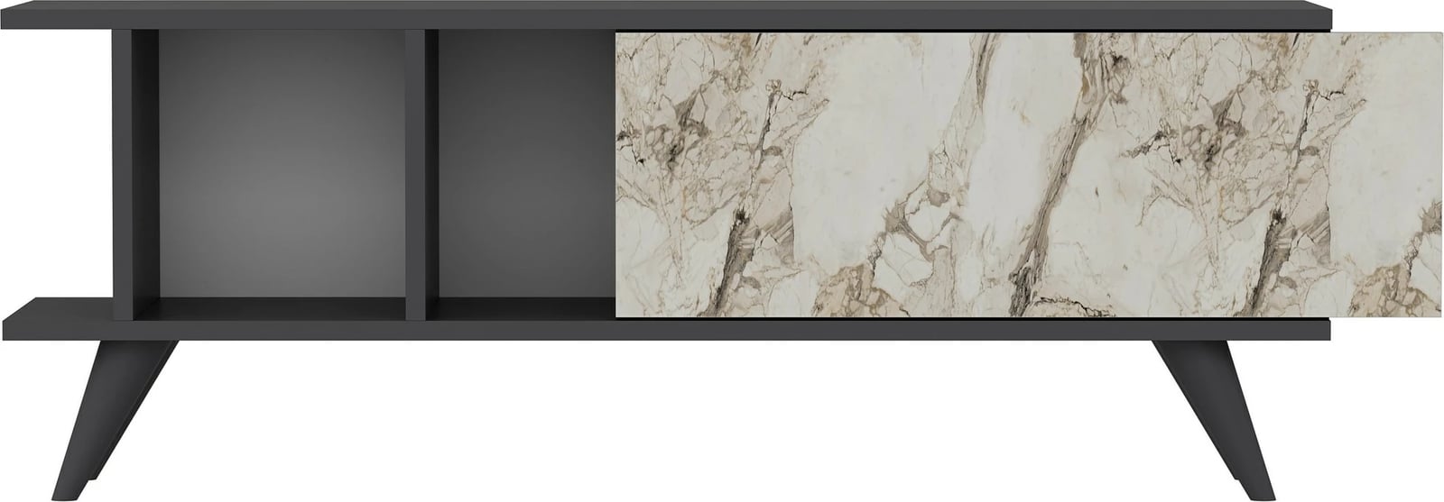 Komodë TV Hanah Home, ngjyrë antracit dhe mermeri