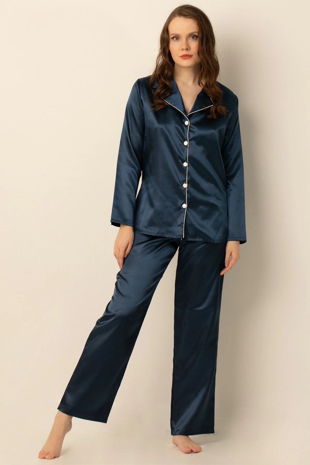 Set pizhamash për gra, ngjyrë e kaltër e errët, Jumeon, 002-000905