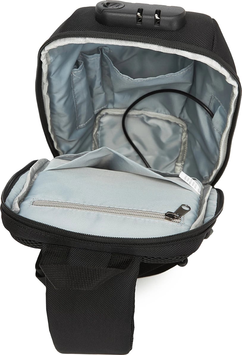 Çantë shpine një sup Wozinsky Premium me port USB dhe bravë kundër vjedhjes, e zezë