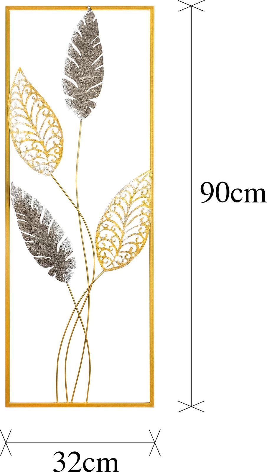 Aksesor dekorativ metalik për mur, Wallity Timeyi, shumëngjyrësh, 32x90x5cm