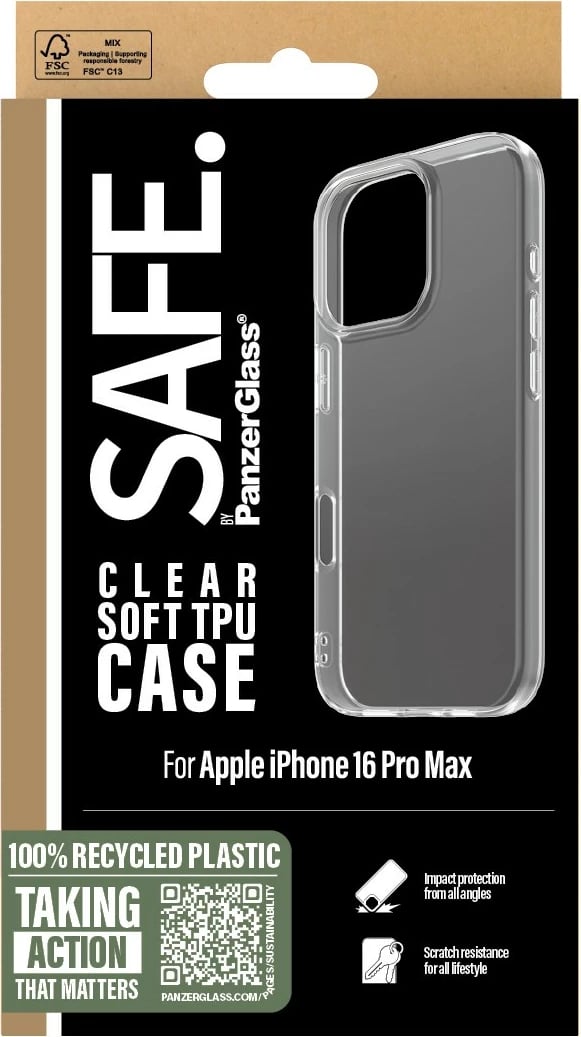 Mbështjellës PanzerGlass për iPhone 16 Pro Max, transparent