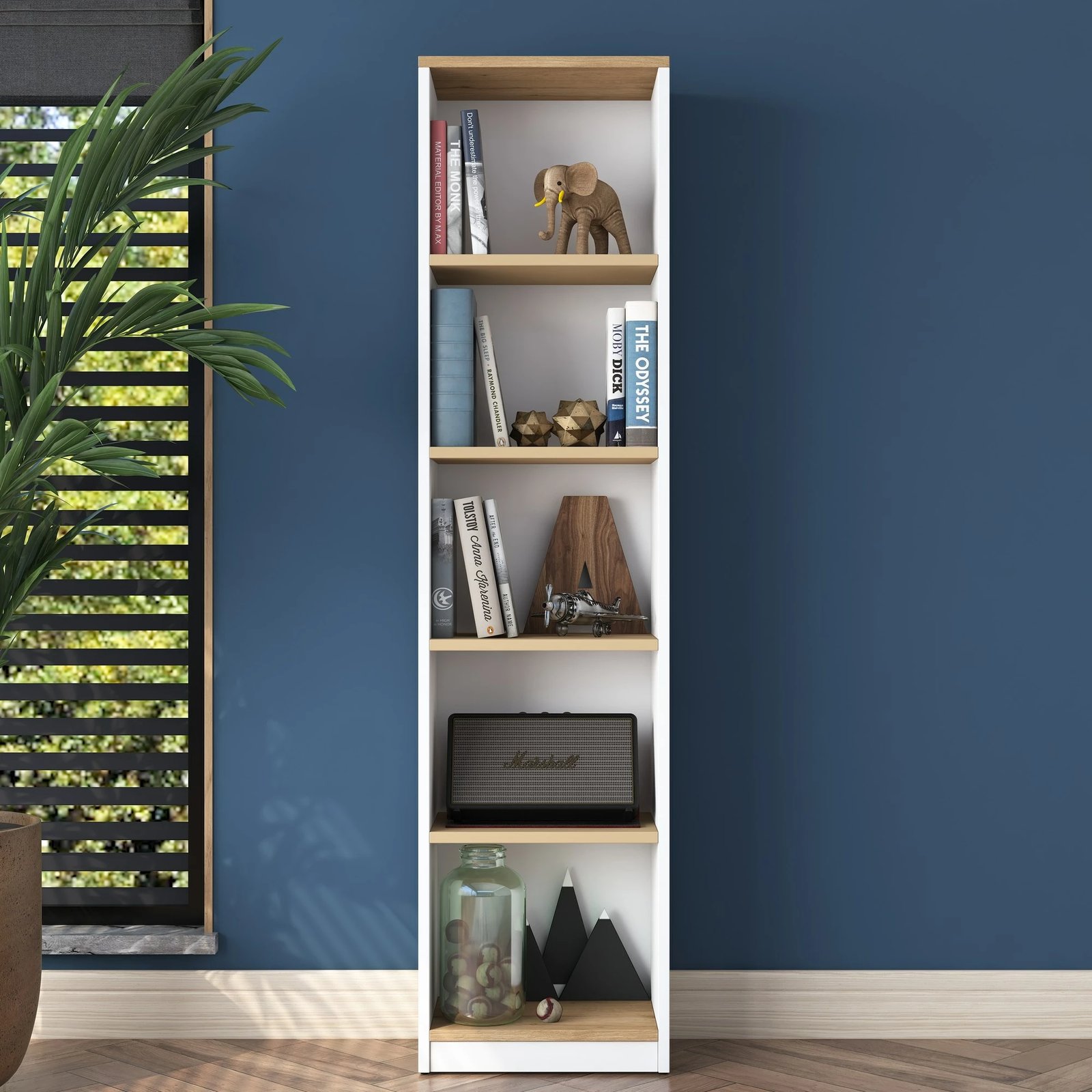 Raft librash Hanah Home, HC111 - 2639, bardhë dhe arre, 40x161.8x25cm