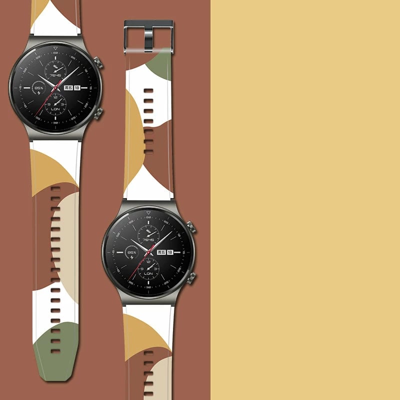 Rrip silikoni Hurtel për Huawei Watch GT2 Pro, 22 mm, moro, bardhë/kuq/jeshil/portokalli