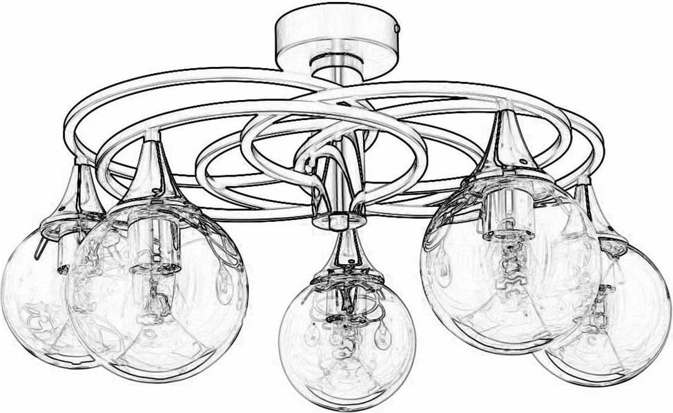 Llambë tavani Opviq, AR-1661-5BSY, trup metalik, ngjyrë e zezë dhe bronzi