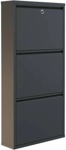 Dollap këpucësh metalik, 3 pjesë, ngjyrë antracit, Skye Decor