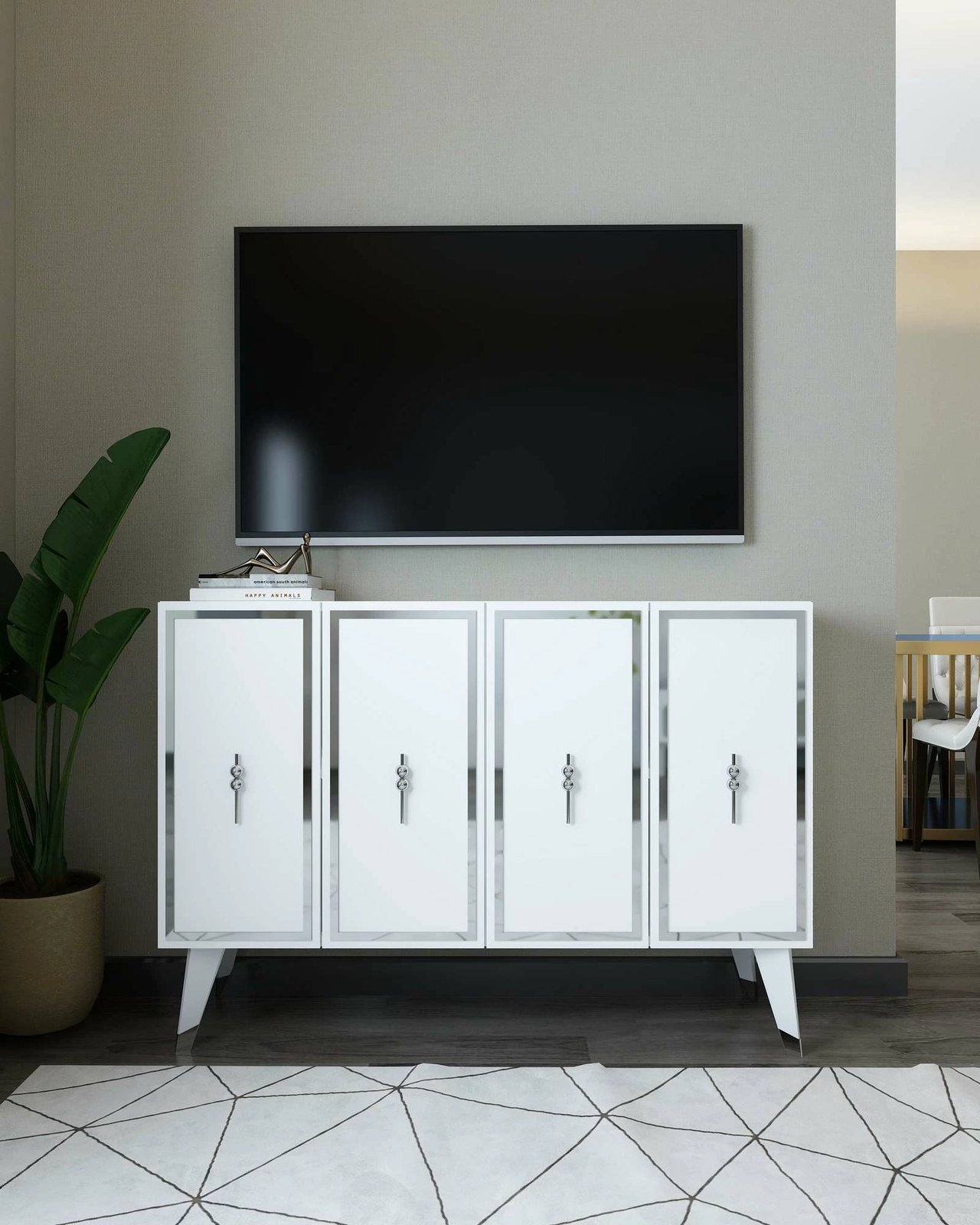 Konsolë Skye Decor, 8172KM-32, e bardhë, argjend