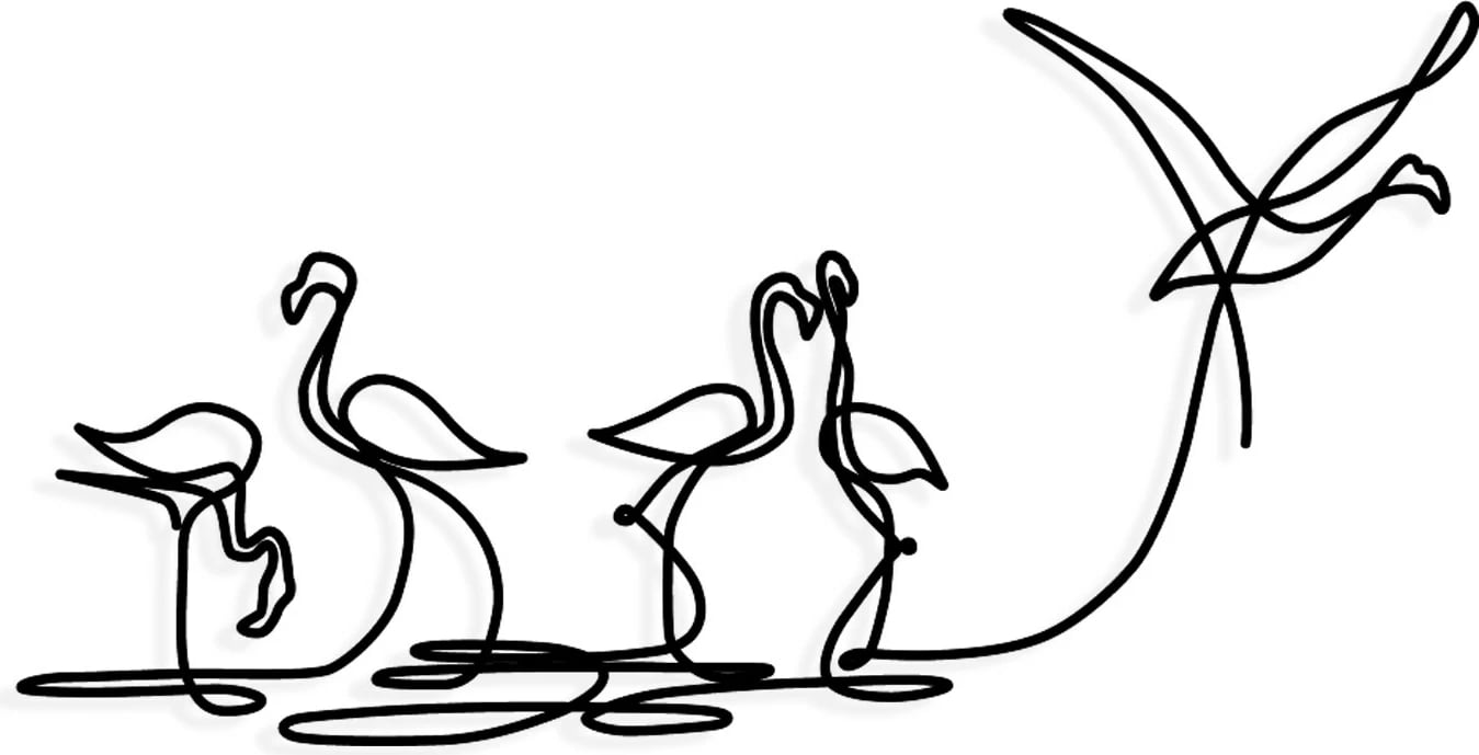 Aksesor dekorativ metalik për mur, flamingo, Wallity 316 M, ngjyrë e zezë, 115x58.5cm