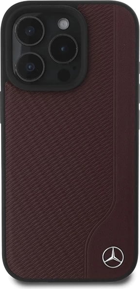 Mbështjellës Mercedes MB Wood Imitation Leather MagSafe për iPhone 16 Pro, Kuq