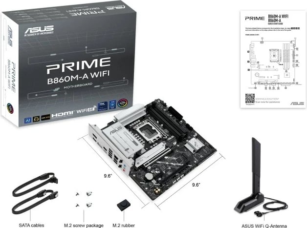 Pllakë amë Asus PRIME B860M-A WIFI, LGA1851, DDR5, mATX, e zezë