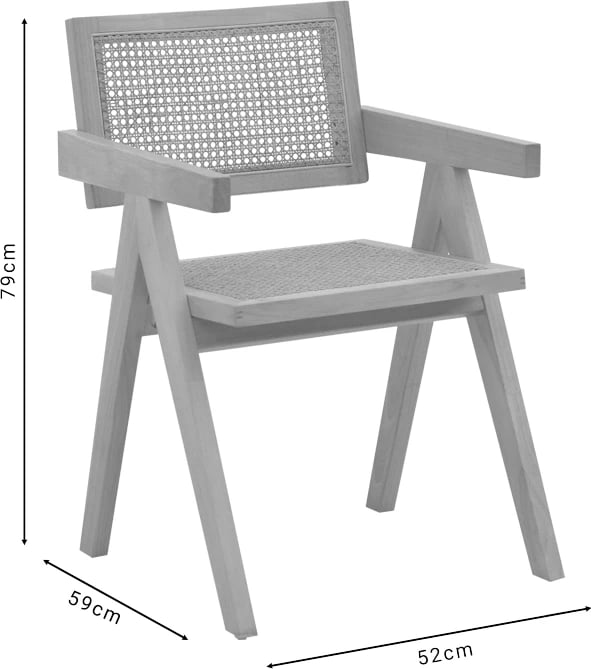 Karrige me krahë Winslow, dru natyral rubberwood, 52x59x79cm