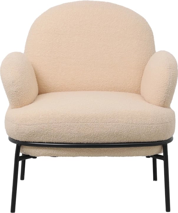 Fotel Jaycob, bouclé bezhë, këmbë metalike të zeza, 74x71x83cm