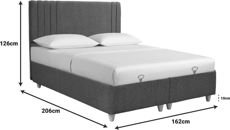 Krevat dopio me hapësirë ruajtjeje Lineo boucle ngjyrë antracit 160x200cm