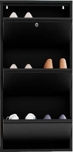 Dollap këpucësh Skye Decor, metal, 3 pjesë, ngjyrë e zezë, me kyçje