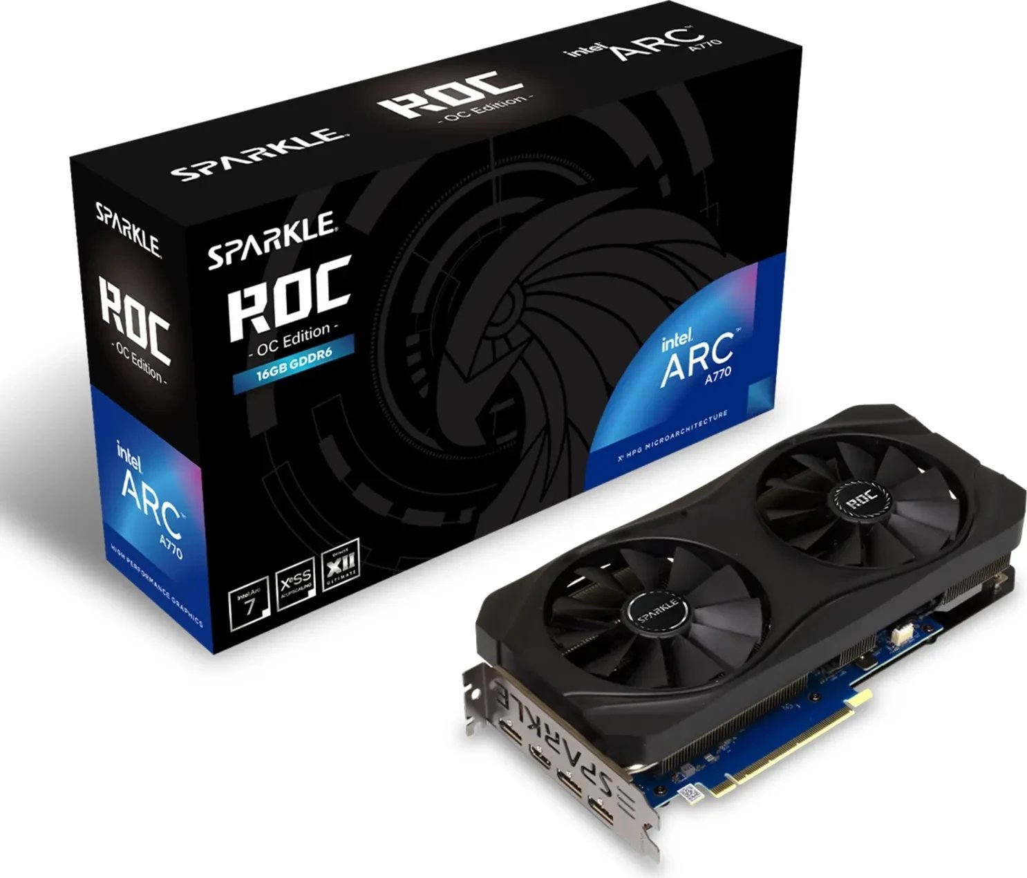Kartë grafike Sparkle Intel Arc A770 ROC OC Edition, 16 GB, GDDR6, PCI Express 4.0, e zezë