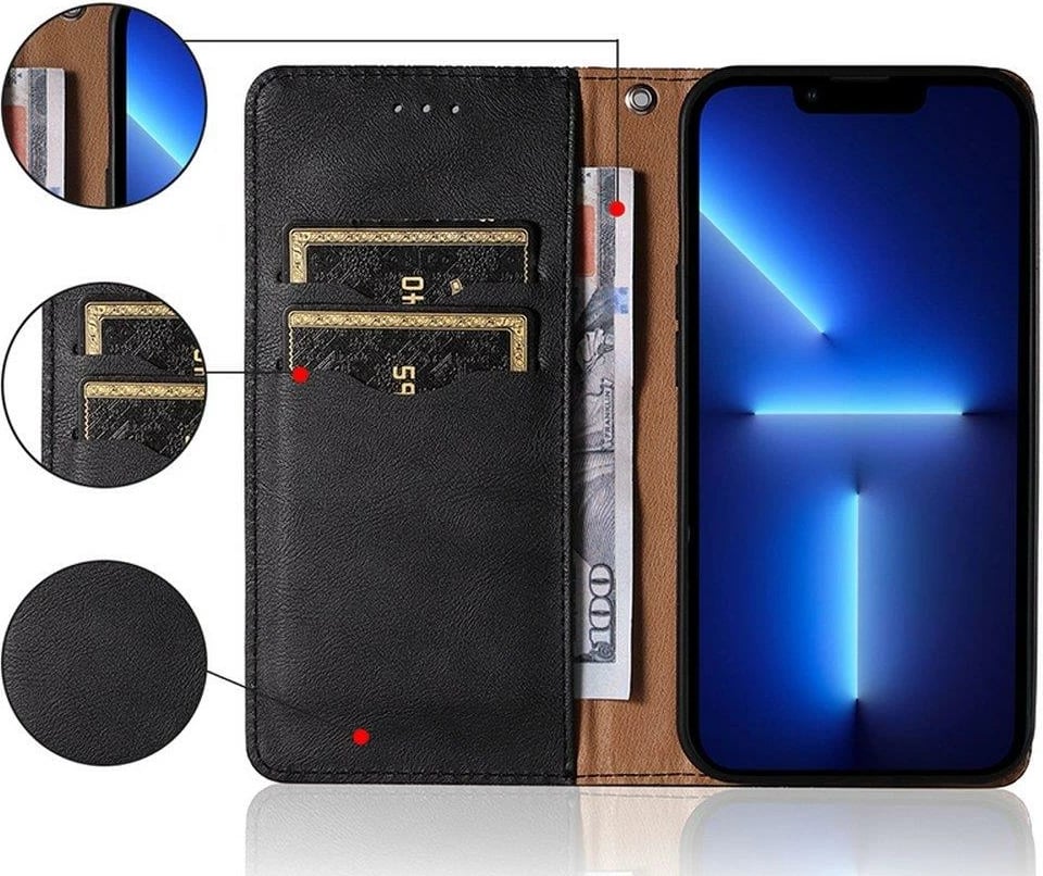 Mbështjellës Hurtel Magnet Strap Case për Samsung Galaxy A12 5G, me portofol, litar dore, e zezë