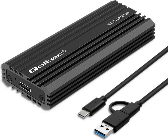 Kasë Qoltec NV2270 për SSD M.2 SATA/NVMe, USB-C, 2TB, e zezë