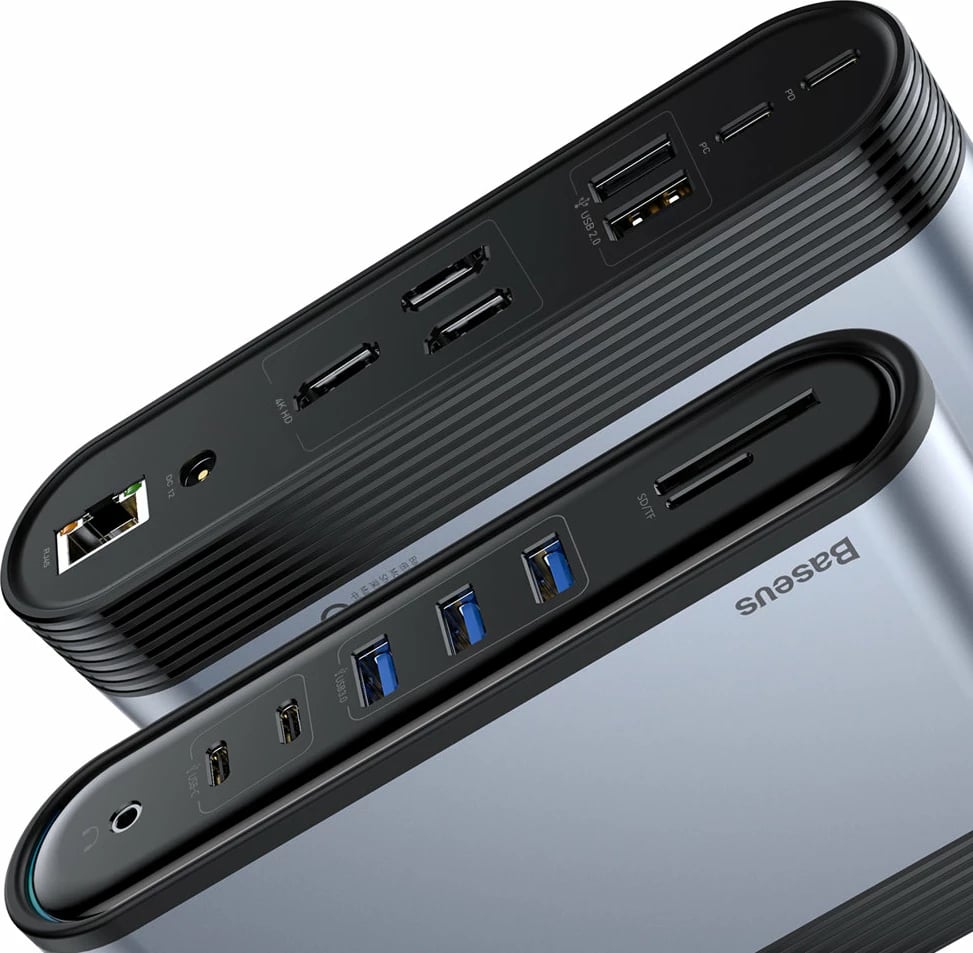 Kasë HUB multifunksional Baseus CAHUB-DG0G, 16 porta, 100W, Gri