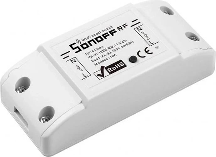 Switch i mençur Sonoff RF R2, WiFi + RF 433MHz, 1 kanal, i bardhë