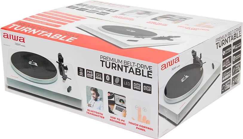 Gramafon Profesional me Pre-Amp dhe Transmetim Wireless AIWA APX-790BT/WH (Bardhë)