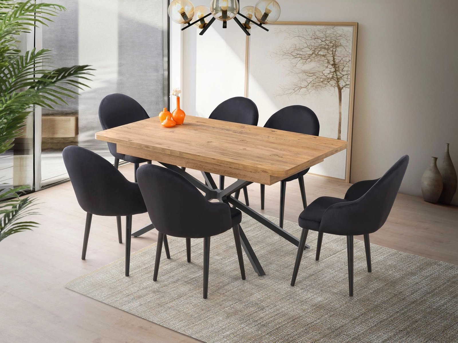 Tavolinë ngrënie me zgjatje, ngjyrë kafe, Skye Decor, Falcon - 2961