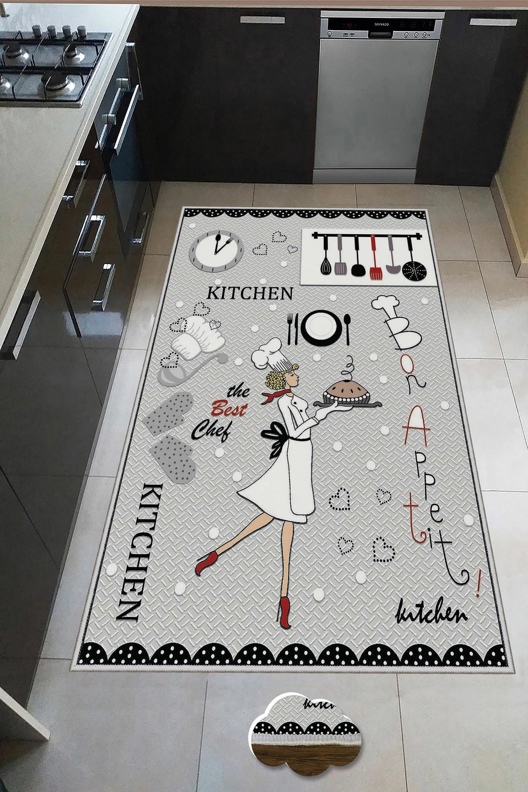 Qilim kuzhine, shumëngjyrësh, 60x100cm, Wookece256