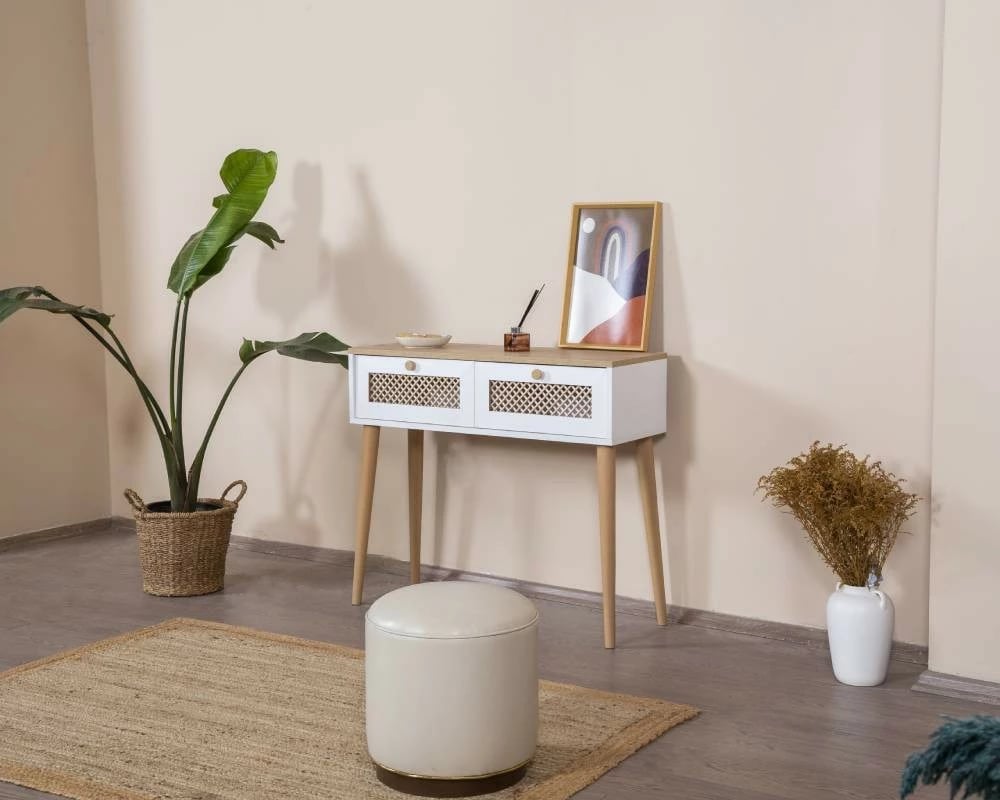 Komodë Skye Decor, ngjyrë e bardhë dhe lis, Goose