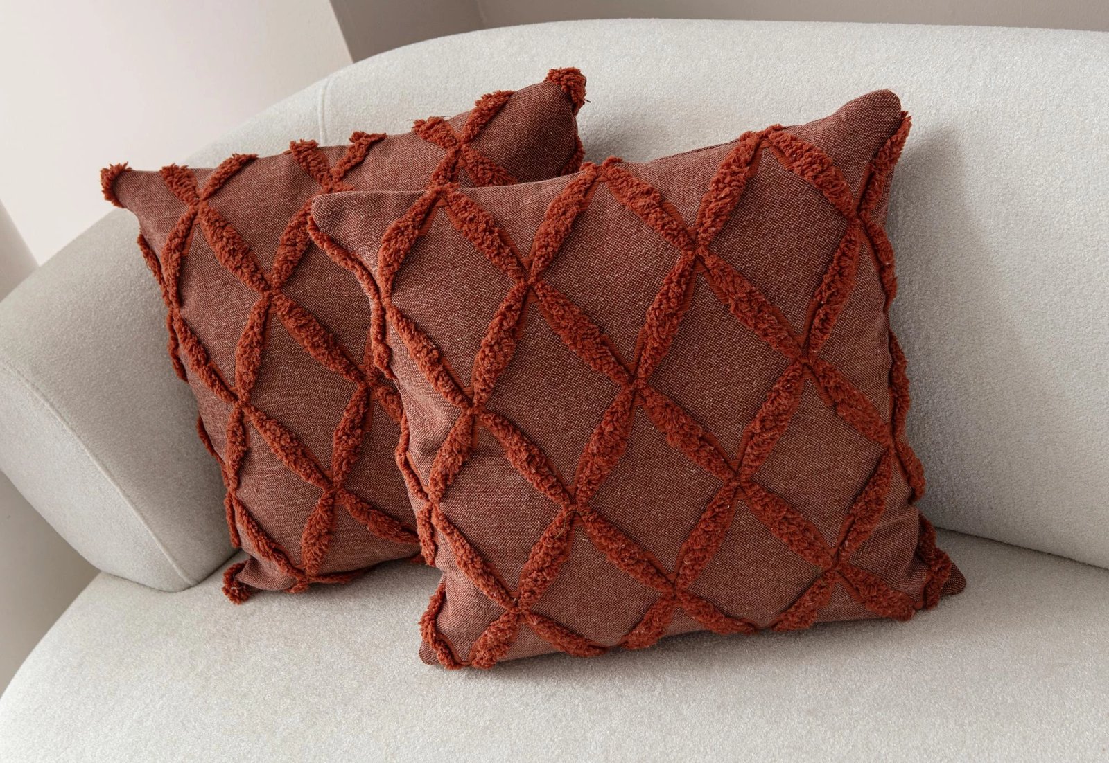 Set mbulesash jastëku (2 copë), Evila Originals, Tuffet, ngjyrë e kuqe qeramike v1