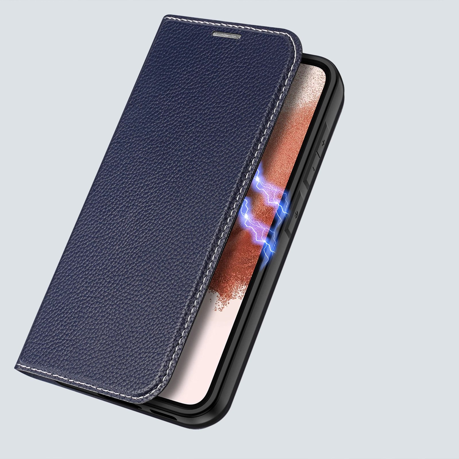Mbështjellës Dux Ducis Skin X2 për Samsung Galaxy S23+, me xhep kartelash, me mbajtëse, kaltër