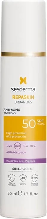Krem kundër diellit unisex Sesderma Repaskin Urban 365 Anti-Aging SPF50, 50ml
