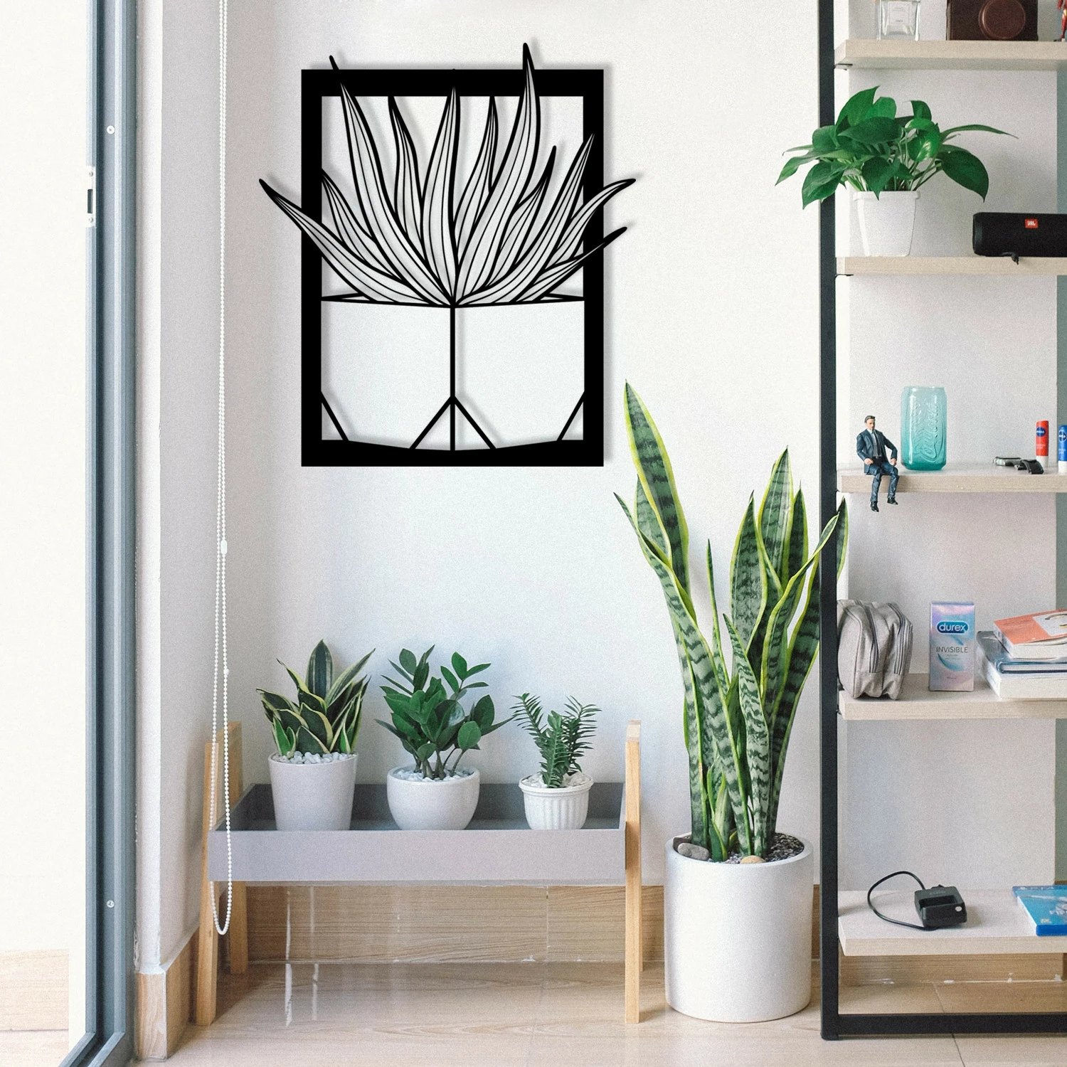 Aksesor dekorativ metalik për mur Wallity, Lagom, ngjyrë e zezë, 46x52cm