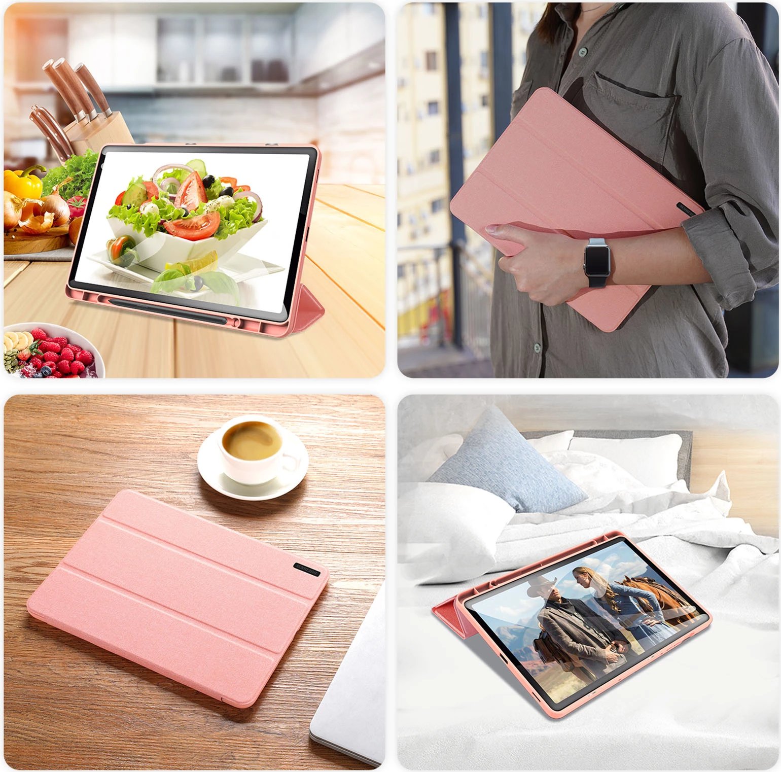 Mbështjellës tablet Dux Ducis Domo për Samsung Tab S9 FE+, lëkurë ekologjike, rozë