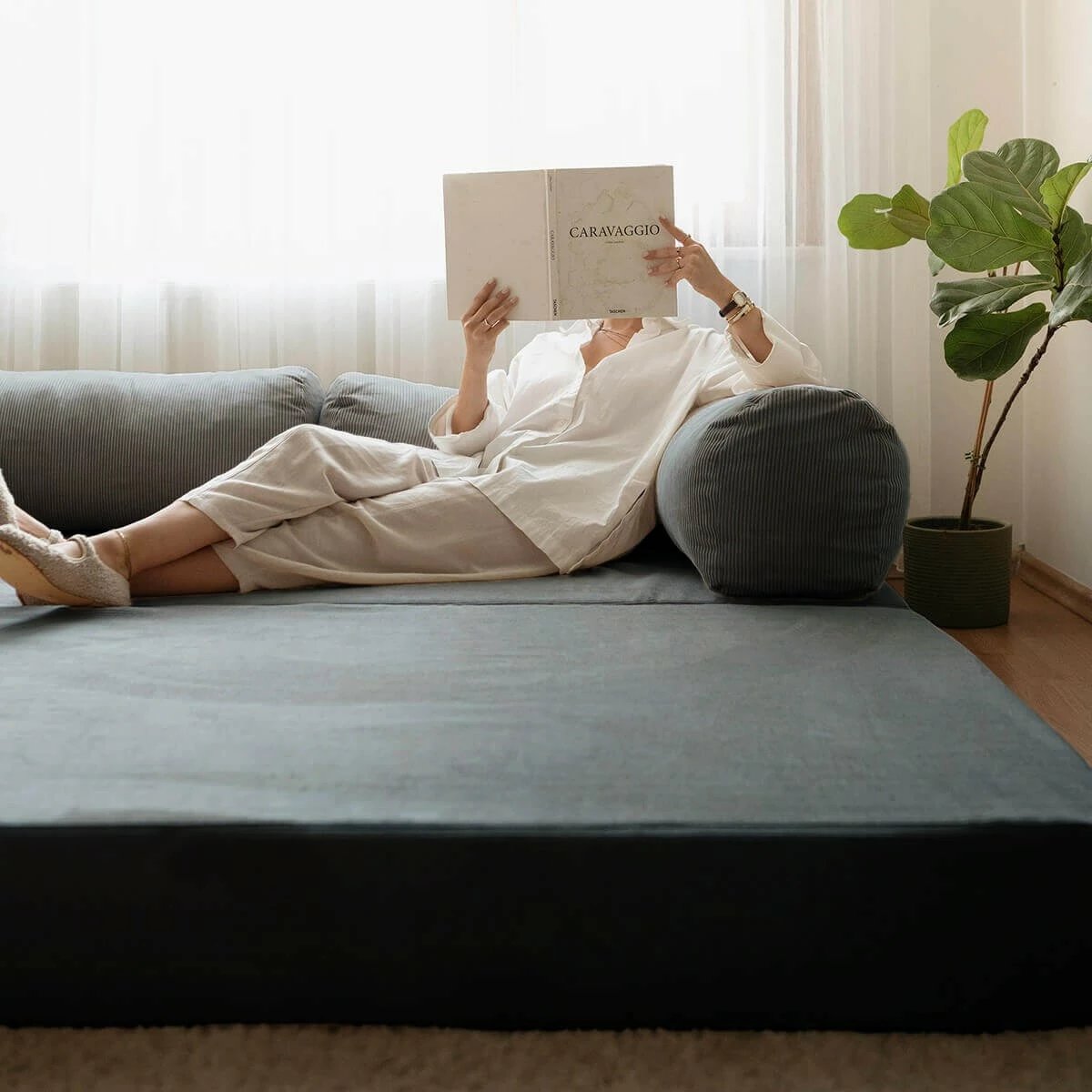 Divan-krevat treshe, ngjyrë antracit, Atelier del Sofa, Nook